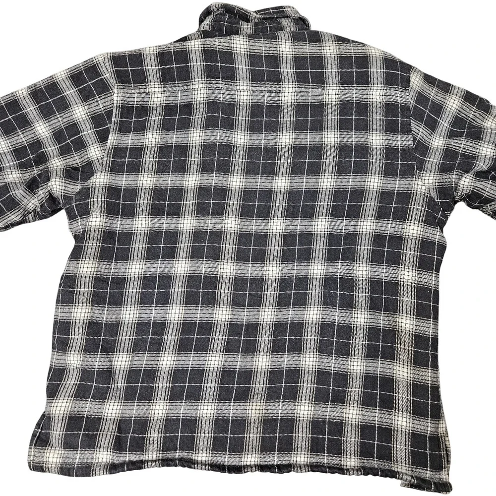Vintage Shirt Jacket Mens XL Black Plaid Sherpa Lined Shacket Flannel Workwear